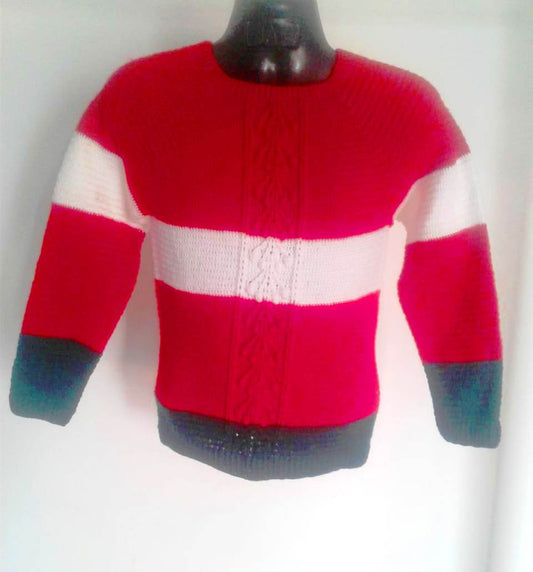 Stylish Look For Girls/Women Graminarts Handmade Woollen Top Sweater - Red, Green & White