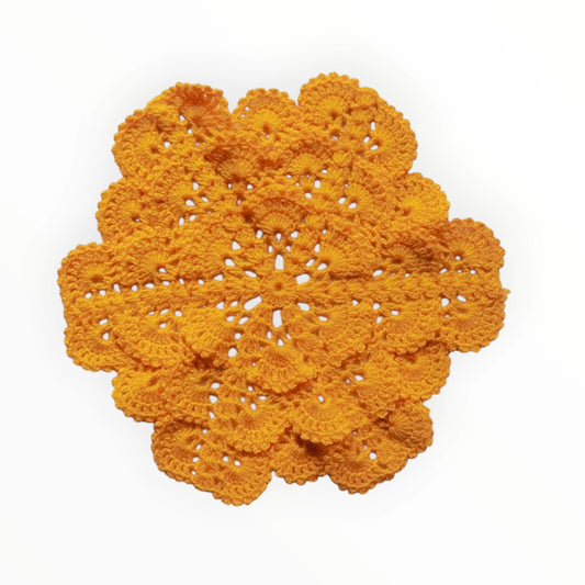 GraminArts yellow single color Yarn crochet thalposh or tablemat