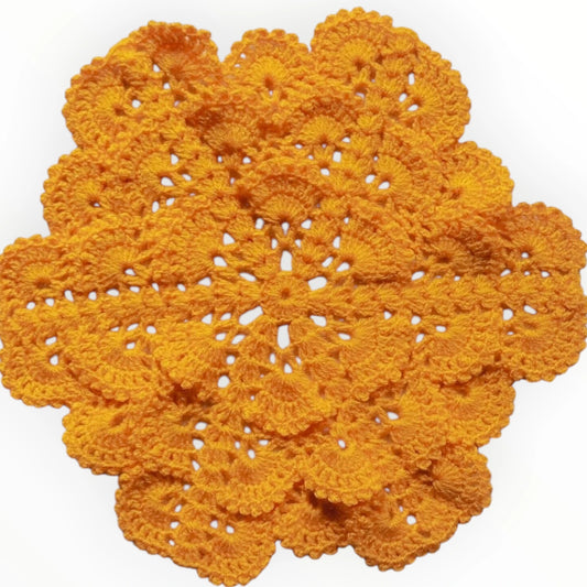 GraminArts yellow single color Yarn crochet thalposh or tablemat