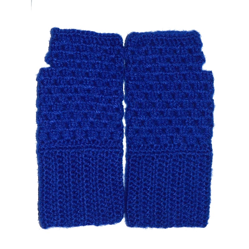 Graminarts Woollen Fingerless Gloves Royal Blue Colour For All Medium Adult Hands